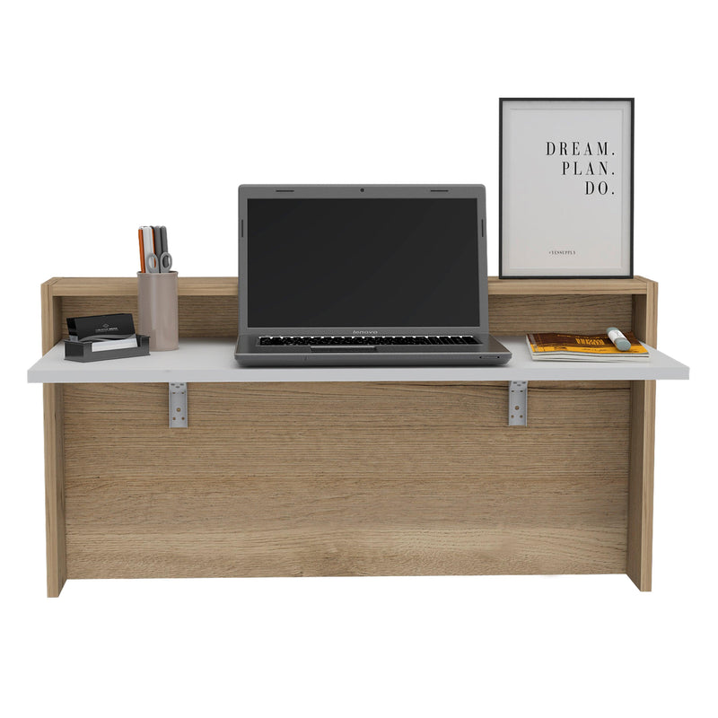 Collier Rectangle Floating Desk Light Oak and White - Urban Living Furniture (Los Angeles, CA)