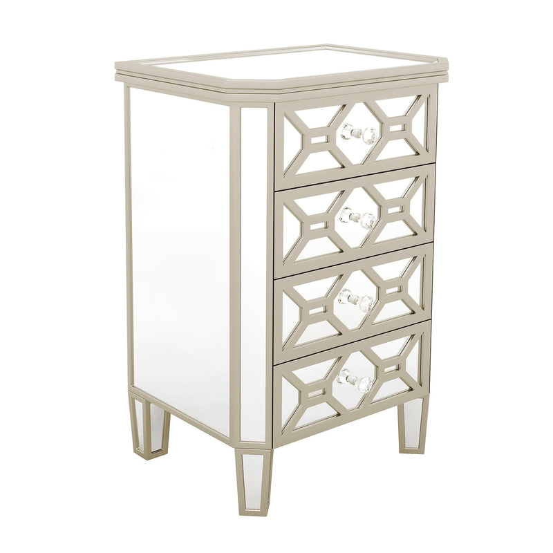 Elegant Mirrored 4-Drawer Chest with Golden LinesStorage Cabinet for Living Room, Hallway, Entryway - Urban Living Furniture (Los Angeles, CA)