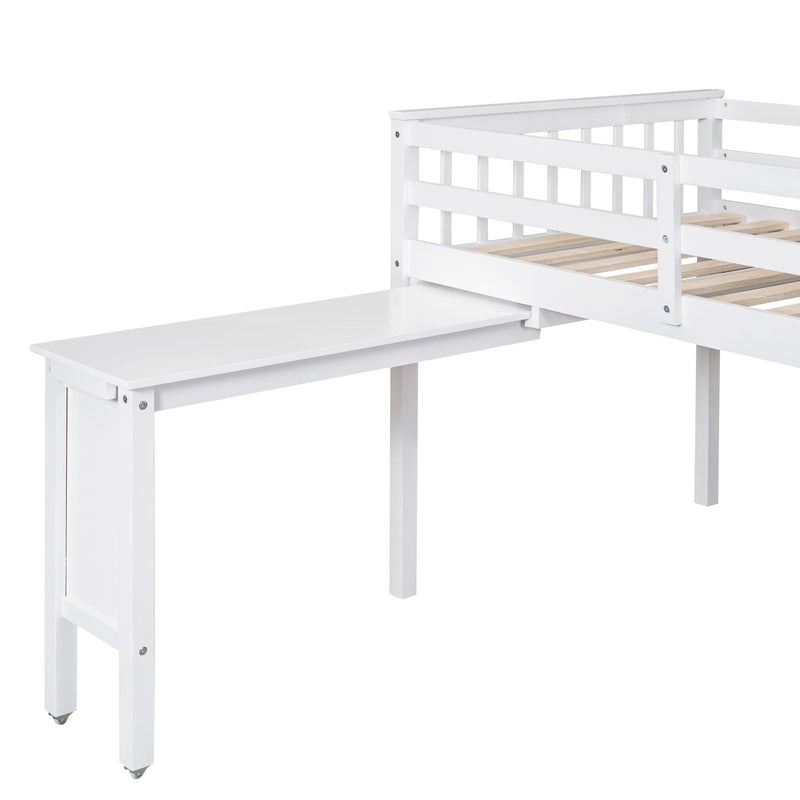 Twin Size Loft Bed With Removable Desk and Cabinet, White - Urban Living Furniture (Los Angeles, CA)