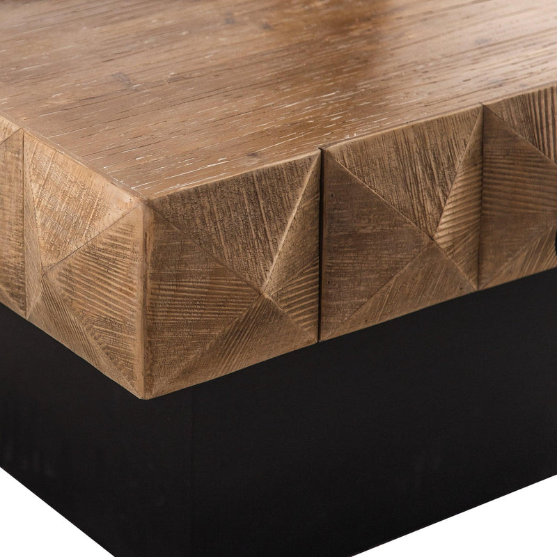 41.33"Three-dimensional Embossed  Pattern Square Retro Coffee Table with 2 Drawers and MDF Base