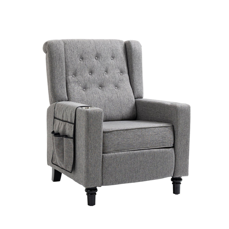 Arm Pushing Recliner Chair,Modern Button Tufted Wingback Push Back Recliner Chair, Living Room Chair Fabric Pushback Manual Single Reclining Sofa Home Theater Seating for Bedroom,Darkn Gray - Urban Living Furniture (Los Angeles, CA)