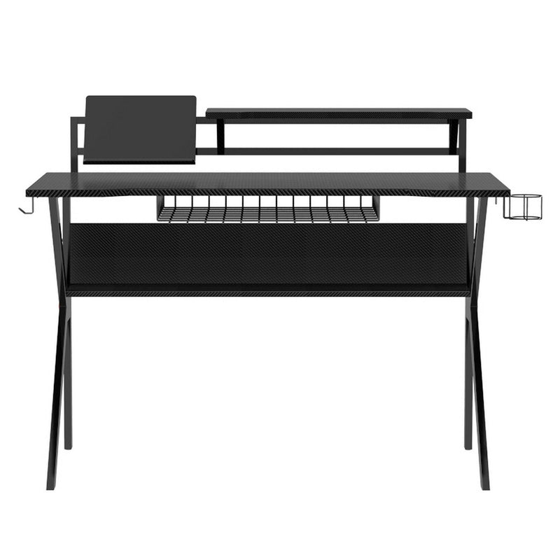 PVC Coated Ergonomic Metal Frame Gaming Desk with K Shape Legs, Black - Urban Living Furniture (Los Angeles, CA)