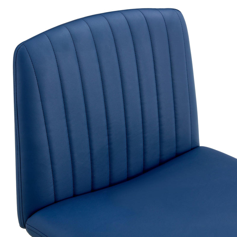 Office chair swivel chair Blue PU Material. Home Computer Chair Office Chair Adjustable 360 °Swivel Cushion Chair With Black Foot Swivel Chair Makeup Chair Study Desk Chair. No Wheels