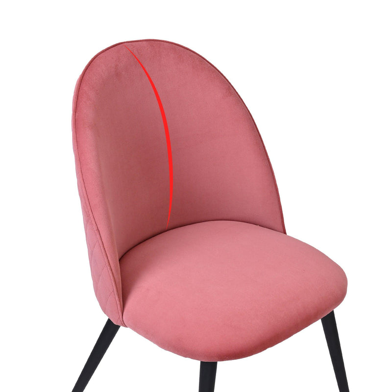 Dining Chair, Pink Velvet, Metal Black legs, Set of 2 Side Chairs