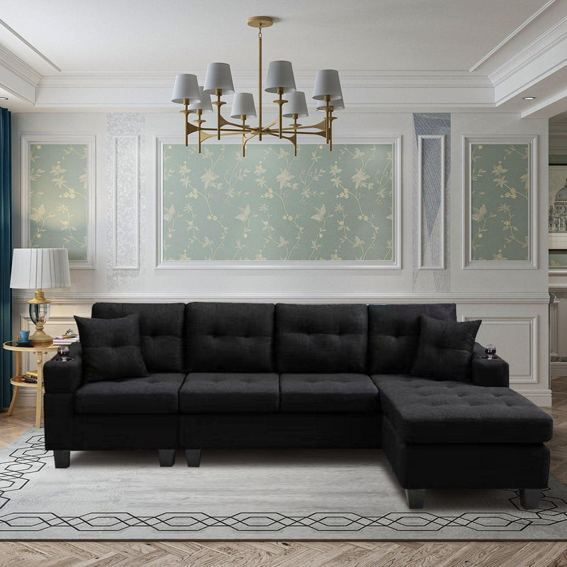 right sectional sofa with footrest, convertible corner sofa with armrestStorage, living room and apartment sectional sofa, right chaise longue and grey - Urban Living Furniture (Los Angeles, CA)