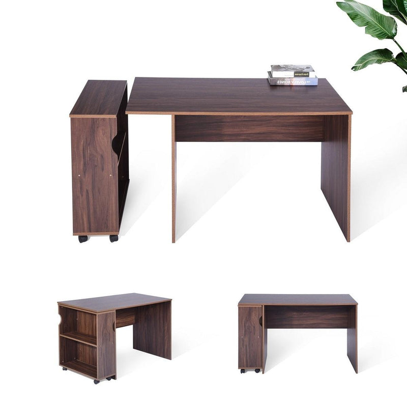 47.4" L Computer Desk with movable bookcase, brown - Urban Living Furniture (Los Angeles, CA)