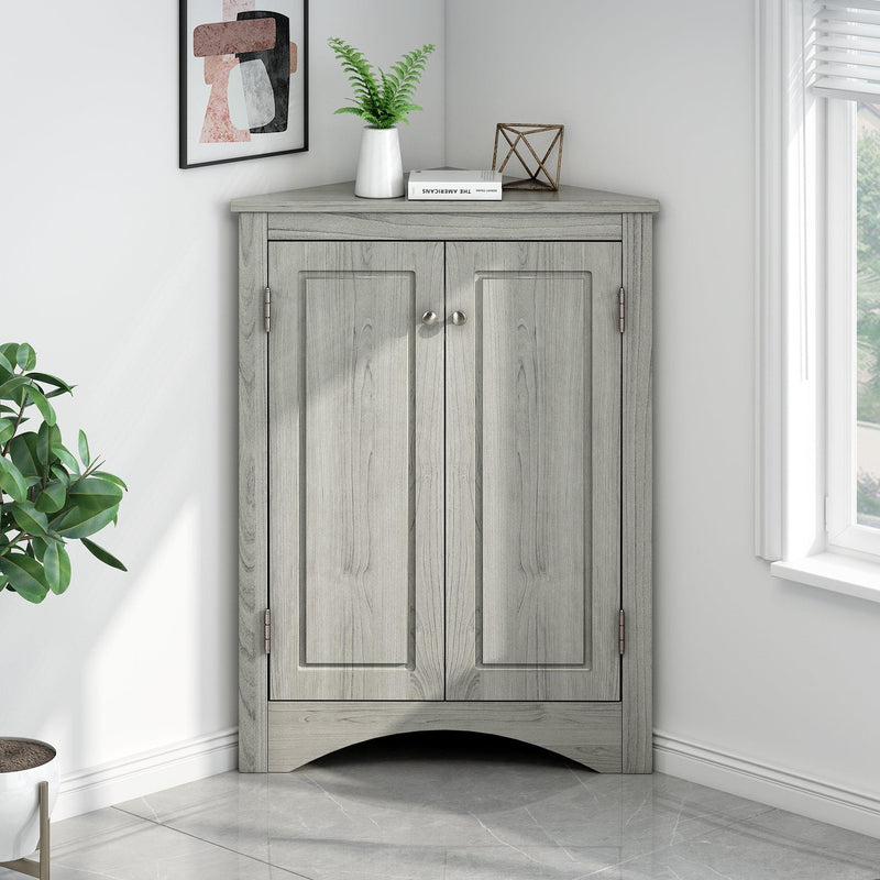 Oak Triangle BathroomStorage Cabinet with Adjustable Shelves, Freestanding Floor Cabinet for Home Kitchen - Urban Living Furniture (Los Angeles, CA)