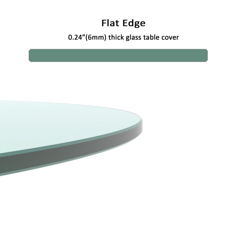 24" Inch Round Tempered Glass Table Top Clear Glass 1/4" Inch Thick Flat Polished Edge - Urban Living Furniture (Los Angeles, CA)