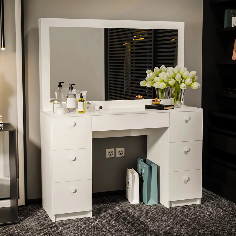 Modern Vanity Desk, White Finish, for Bedroom - Urban Living Furniture (Los Angeles, CA)