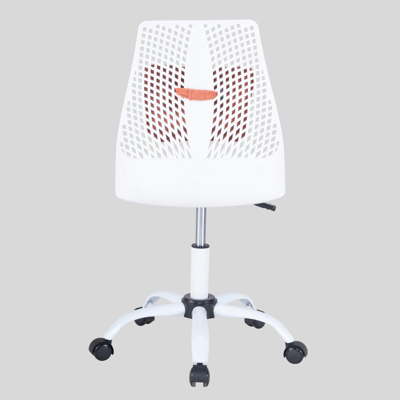 Office Task Desk Chair Swivel Home Comfort Chairs,Adjustable Height with ample lumbar support,White+Orange