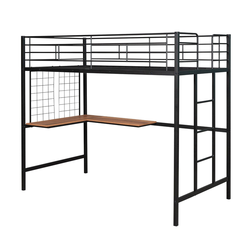 Twin Metal Loft Bed with Desk and Metal Grid,Black - Urban Living Furniture (Los Angeles, CA)