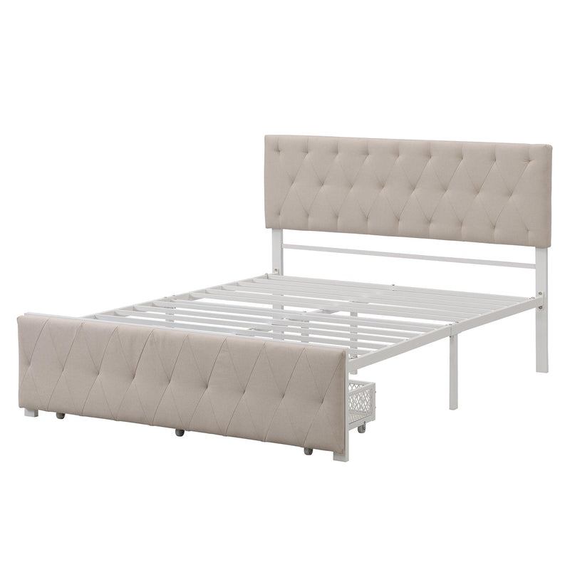 Full SizeStorage Bed Metal Platform Bed with a Big Drawer - Beige - Urban Living Furniture (Los Angeles, CA)