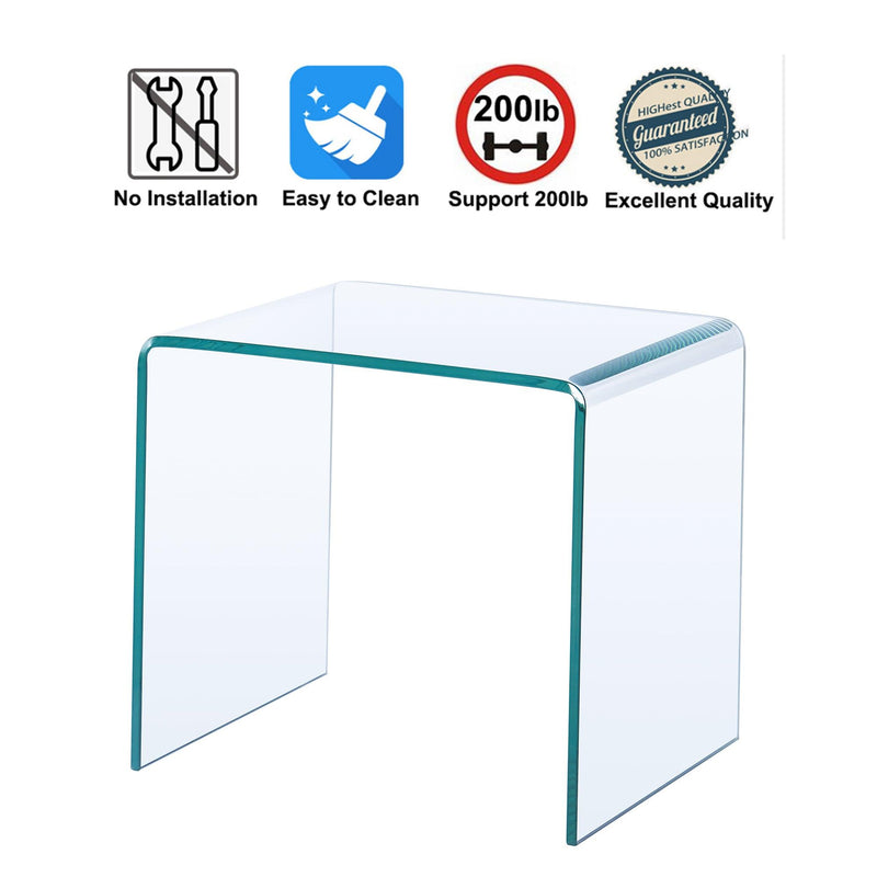 Small Clear Glass Side & End Table, Tempered Glass End Table Small Coffee Table - Urban Living Furniture (Los Angeles, CA)