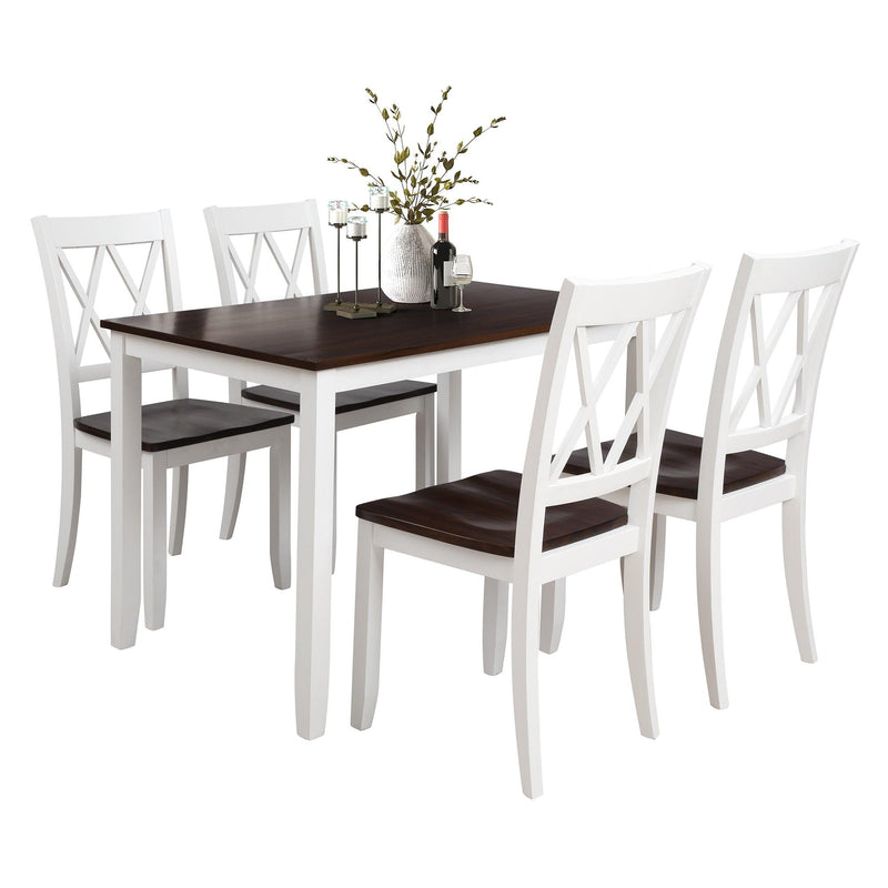 5-Piece Dining Table Set Home Kitchen Table and Chairs Wood Dining Set (White+Cherry) - Urban Living Furniture (Los Angeles, CA)