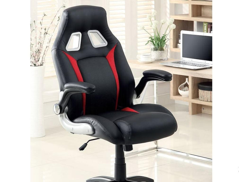 Stylish Office Chair Upholstered 1pc Comfort Adjustable Chair Relax Gaming Office Chair Work Black And Red Color Padded Armrests - Urban Living Furniture (Los Angeles, CA)