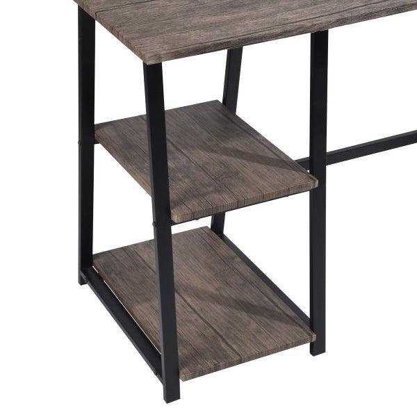 47.4"W X 19.7"D X 28.9"H Wooden Desk with 2Storage Racks - WALNUT & BLACK - Urban Living Furniture (Los Angeles, CA)