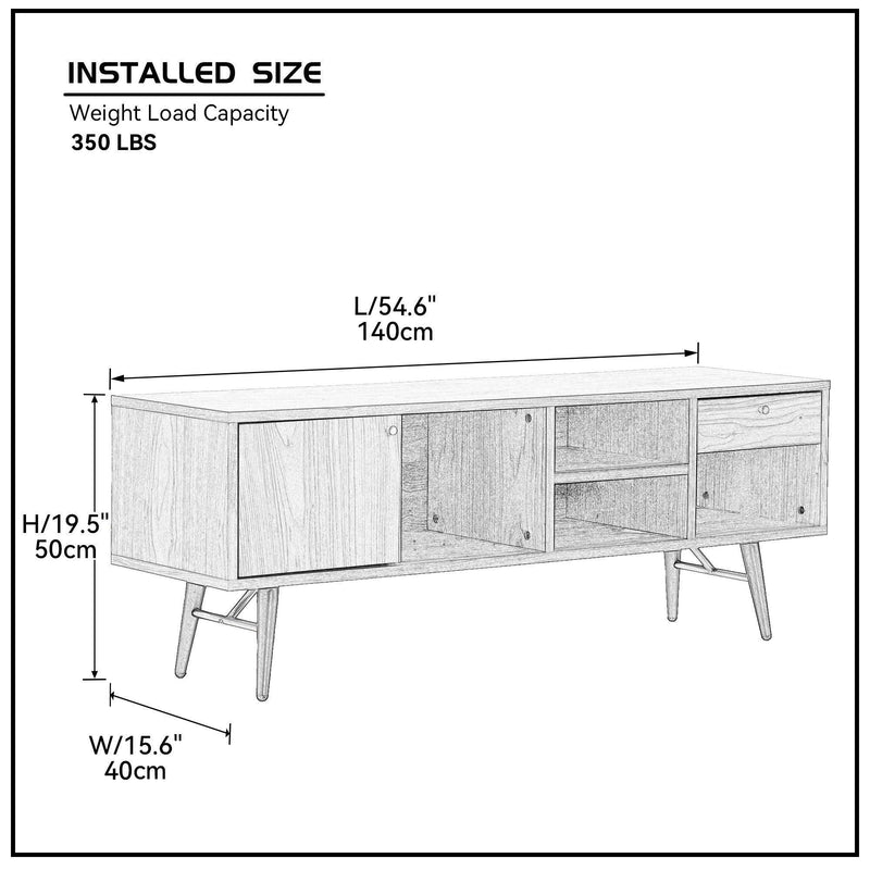 Mid-CenturyModern Low Profile Media Console TV Stand, Walnut - Urban Living Furniture (Los Angeles, CA)