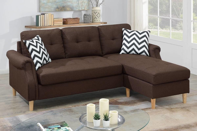 Living Room Corner Sectional Dark Coffee Polyfiber Chaise sofa Reversible Sectional - Urban Living Furniture (Los Angeles, CA)