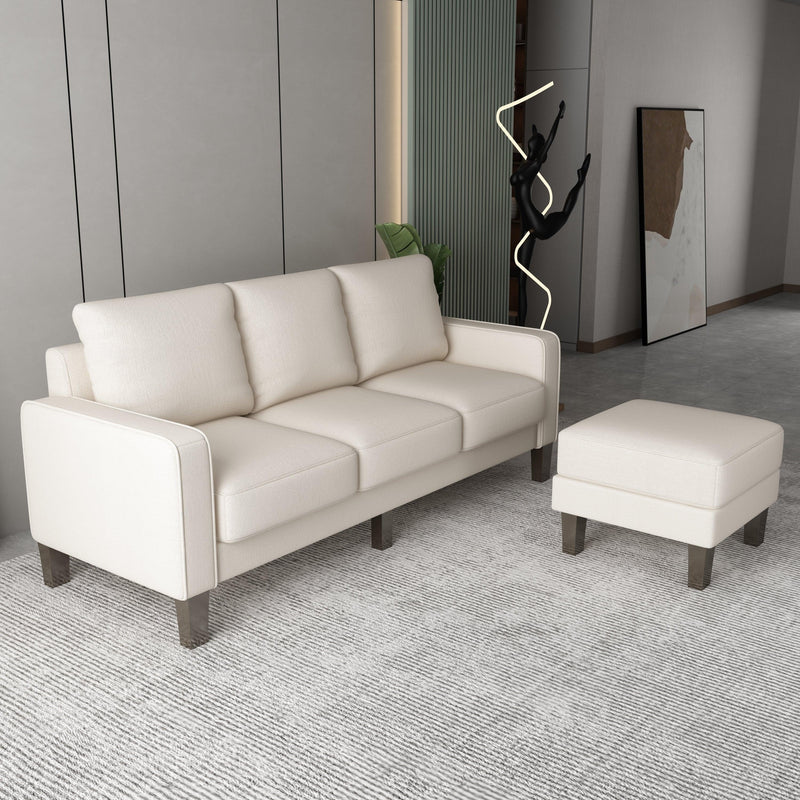 Modern Living Room Furniture L Shape Sofa with Ottoman in Beige Fabric - Urban Living Furniture (Los Angeles, CA)