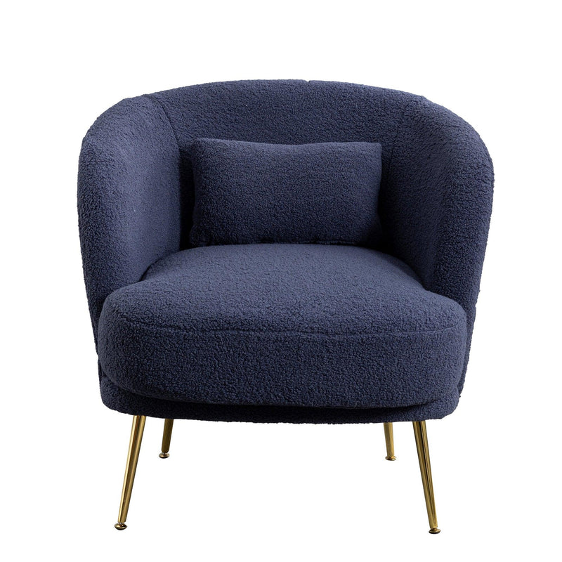 30.32"W Accent Chair Upholstered Curved Backrest Reading Chair Single Sofa Leisure Club Chair with Golden Adjustable Legs For Living Room Bedroom Dorm Room (Navy Boucle) - Urban Living Furniture (Los Angeles, CA)