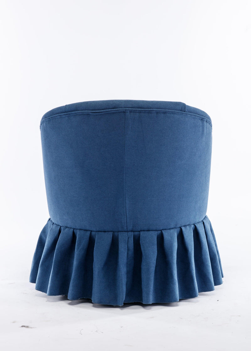 Linen Fabric Accent Swivel Chair Auditorium Chair With Pleated Skirt For Living Room Bedroom Auditorium,Blue - Urban Living Furniture (Los Angeles, CA)