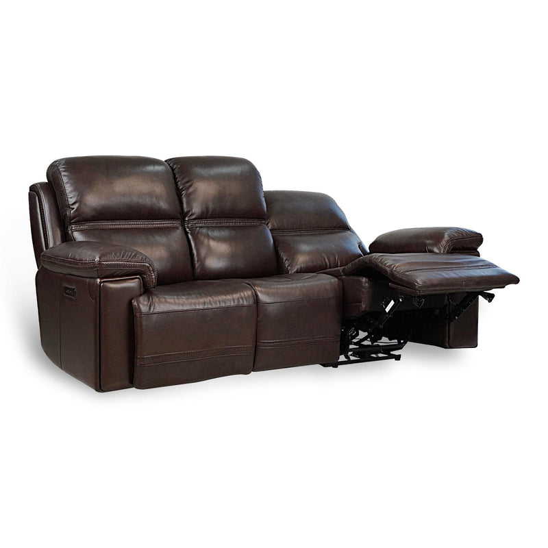 Timo Top Grain Leather Power Reclining Sofa | Adjustable Headrest | Cross Stitching - Urban Living Furniture (Los Angeles, CA)