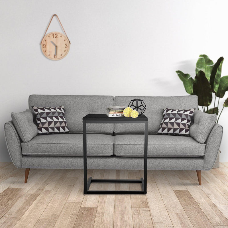 C Shaped Sofa Side End Table with Hardwood Surface, 13.75" D x 21.75" W x 27" H, Black - Urban Living Furniture (Los Angeles, CA)