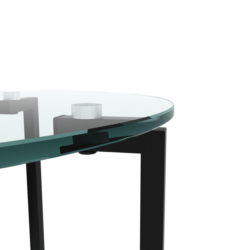 2-layer Tempered Glass End Table, Round Coffee Table for Bedroom Living Room Office