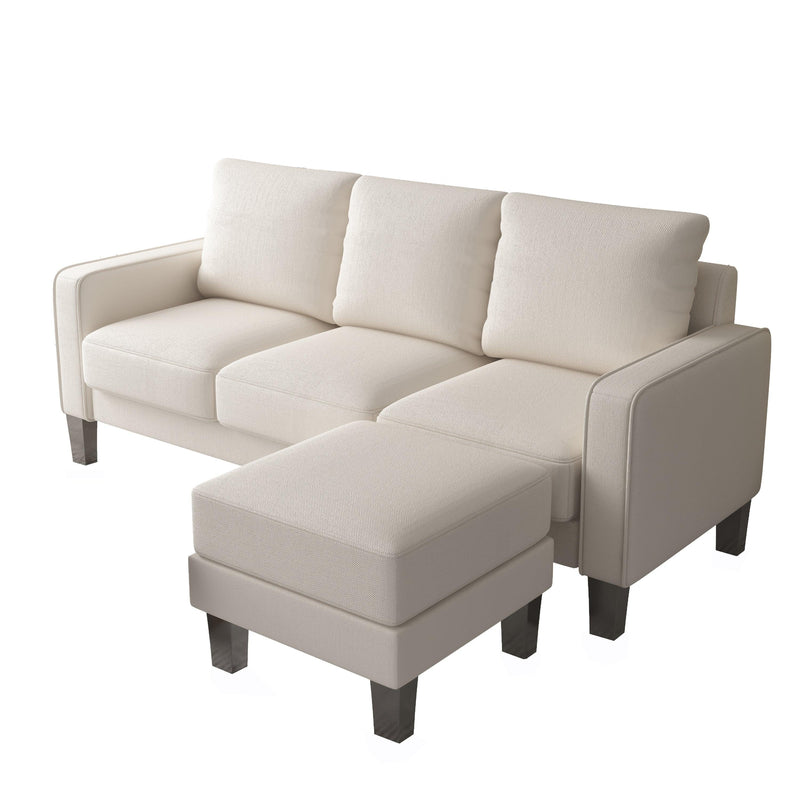 Modern Living Room Furniture L Shape Sofa with Ottoman in Beige Fabric - Urban Living Furniture (Los Angeles, CA)