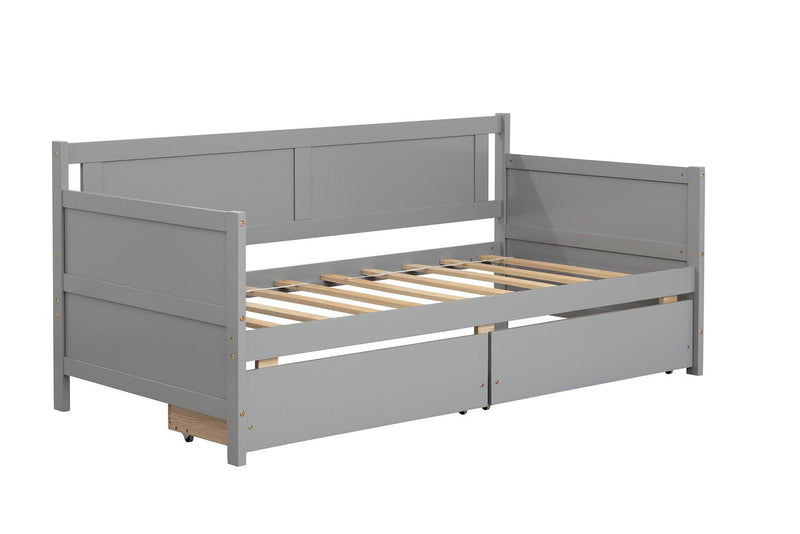 Daybed with two drawers, Twin size Sofa Bed,Storage Drawers for Bedroom,Living Room ,Grey