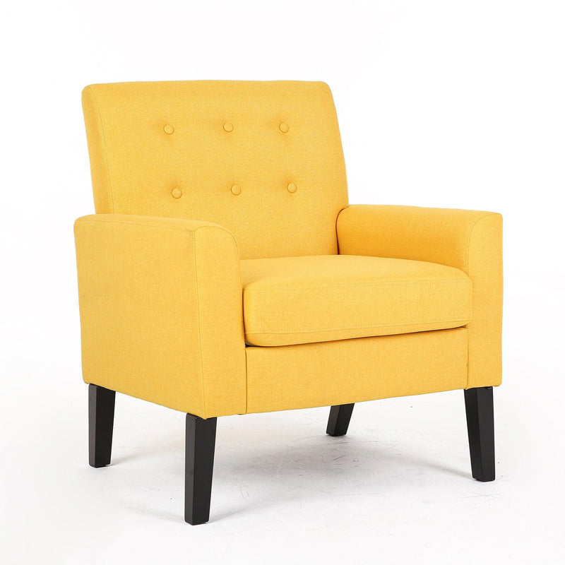 Fabric Accent Chair for Living Room, Bedroom Button Tufted Upholstered Comfy Reading Accent Chairs Sofa (Yellow) - Urban Living Furniture (Los Angeles, CA)