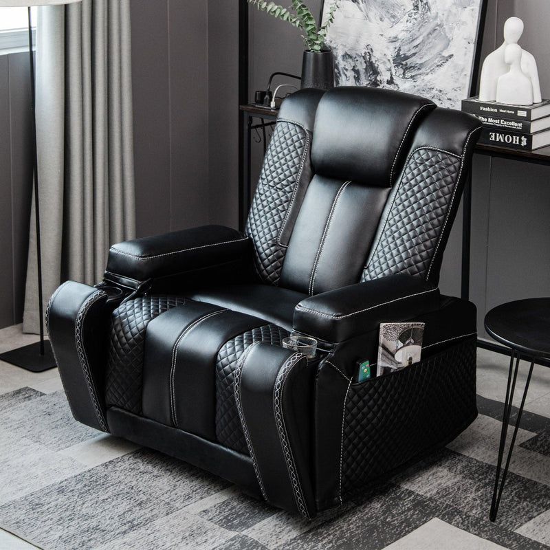 Living Room Faux Leather Heated Theater Recliner Sofa with Massage Reclining Individual Seat - Urban Living Furniture (Los Angeles, CA)