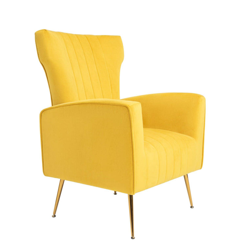 Velvet Accent Chair, Wingback Arm Chair with Gold Legs, Upholstered Single Sofa for Living Room Bedroom - Urban Living Furniture (Los Angeles, CA)