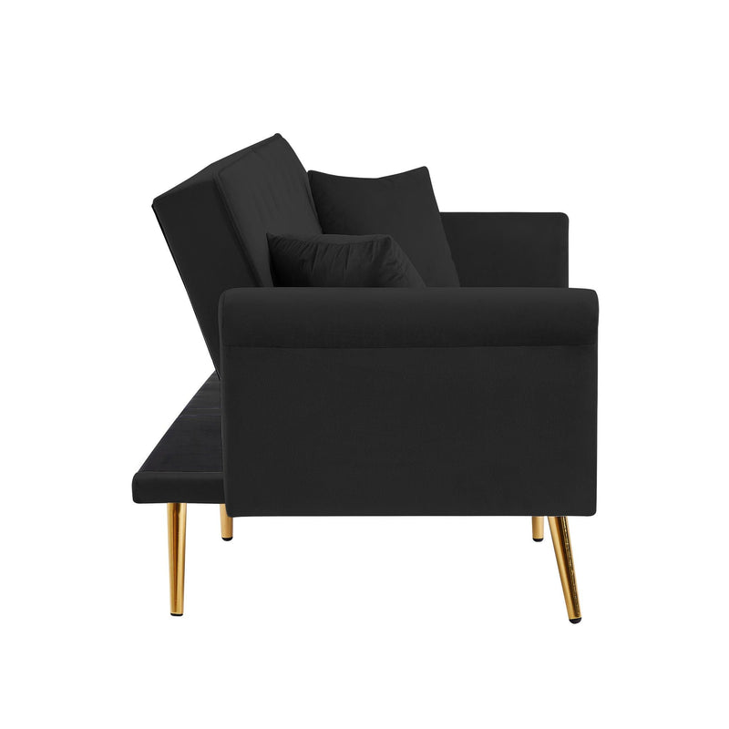 Modern Velvet Tufted Sofa Couch with 2 Pillows and Nailhead Trim, Loveseat Sofa Futon Sofa Bed with Metal Legs  for Living Room. - Urban Living Furniture (Los Angeles, CA)