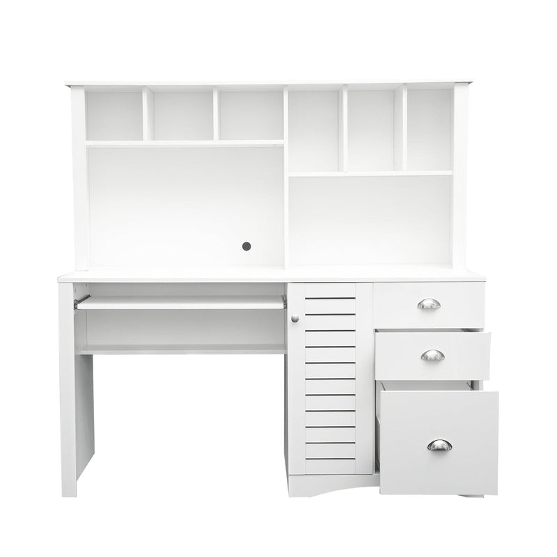 Home Office Computer Desk with Hutch, Antiqued White finish - Urban Living Furniture (Los Angeles, CA)