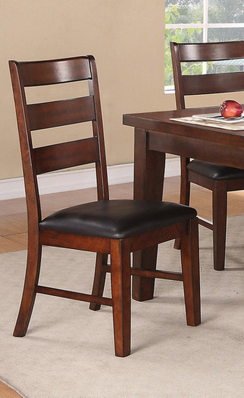 Antique Walnut Finish Solid Wood Set of 2 Chairs Dining Chair Frame Back Cushion Seats