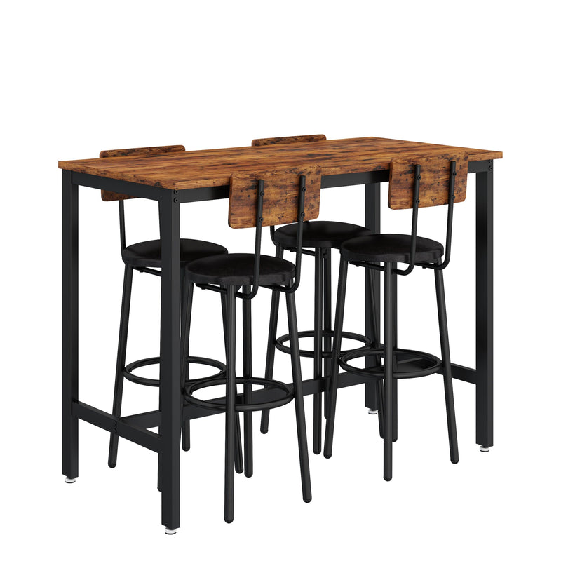 Bar Table Set with 4 Bar stools PU Soft seat with backrest (Rustic Brown，47.24’’w x 23.62’’d x 35.43’’h) - Urban Living Furniture (Los Angeles, CA)