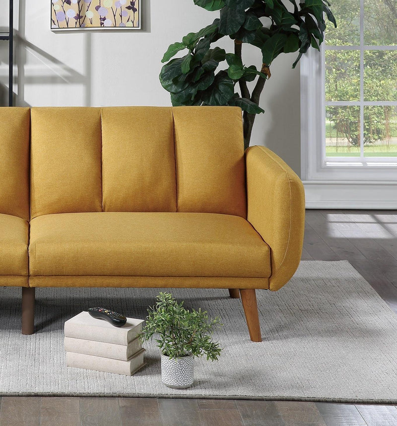 ElegantModern Sofa Mustard Color Polyfiber 1pc Sofa Convertible Bed Wooden Legs Living Room Lounge Guest Furniture - Urban Living Furniture (Los Angeles, CA)