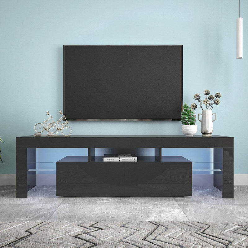 Modern Black TV Stand, 20 Colors LED TV Stand w/Remote Control Lights - Urban Living Furniture (Los Angeles, CA)