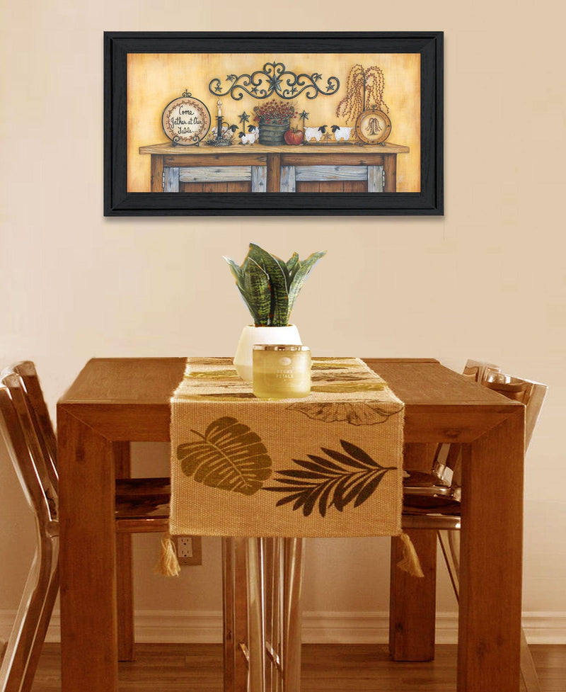 "Come Gather at Our Table" by Mary Ann June, Ready to Hang Framed Print, Black Frame