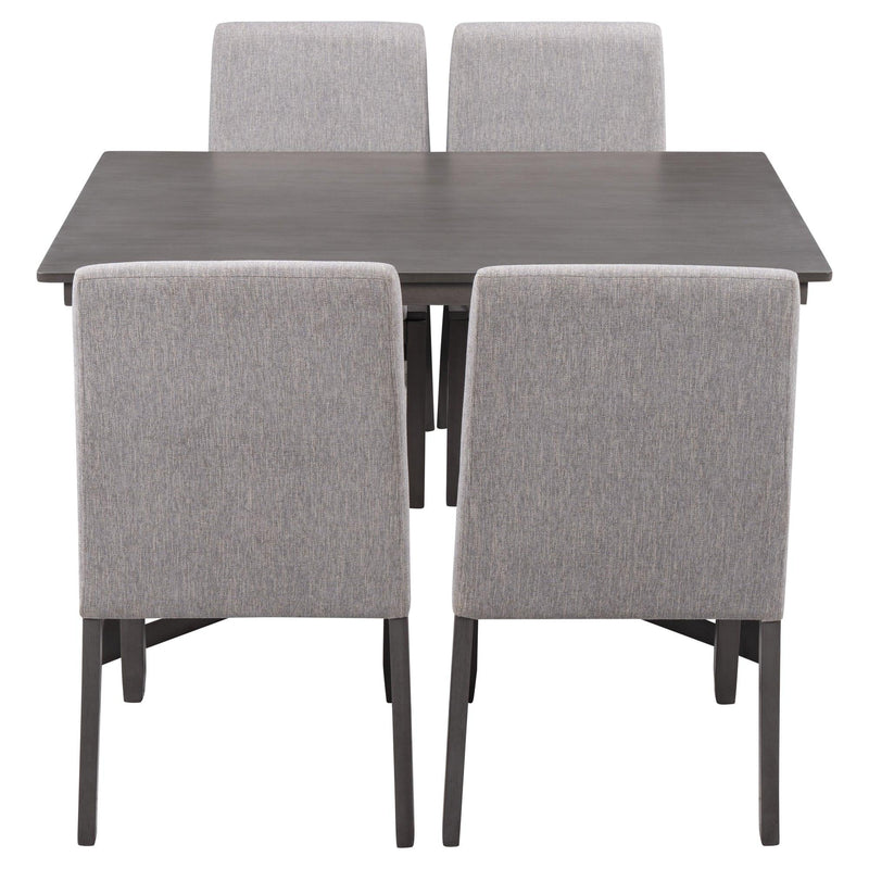 5-Piece Dining Set, Wood Rectangular Table with 4 Linen Fabric Chairs, Gray - Urban Living Furniture (Los Angeles, CA)