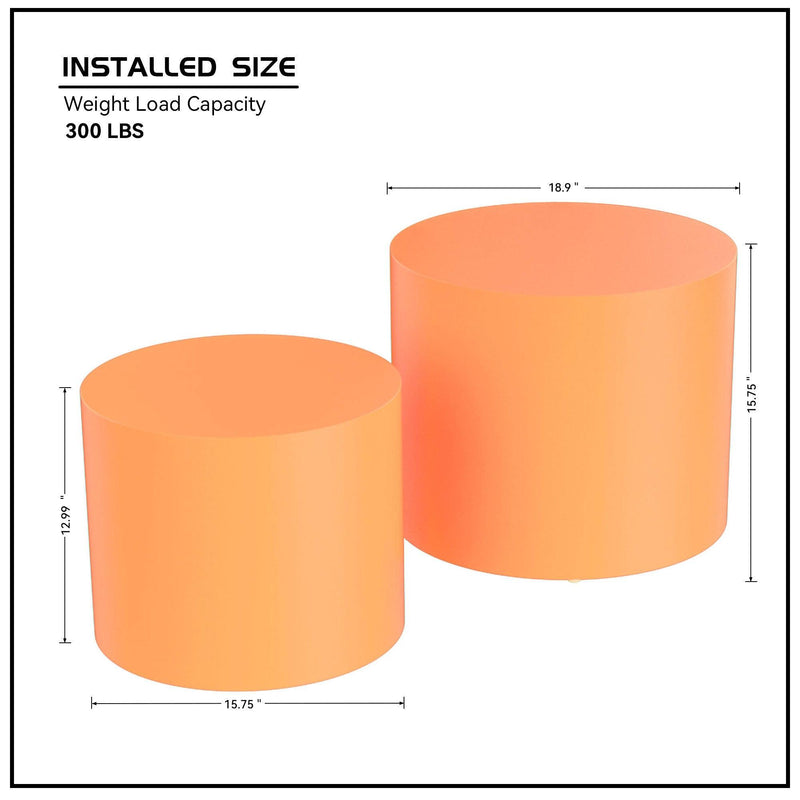 MDF Nesting table Set of 2 Rround Side Table Orange - Urban Living Furniture (Los Angeles, CA)