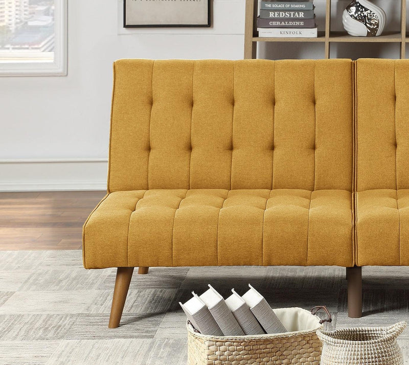 Mustard ColorModern Convertible Sofa 1pc Set Couch Polyfiber Plush Tufted Cushion Sofa Living Room Furniture Wooden Legs - Urban Living Furniture (Los Angeles, CA)