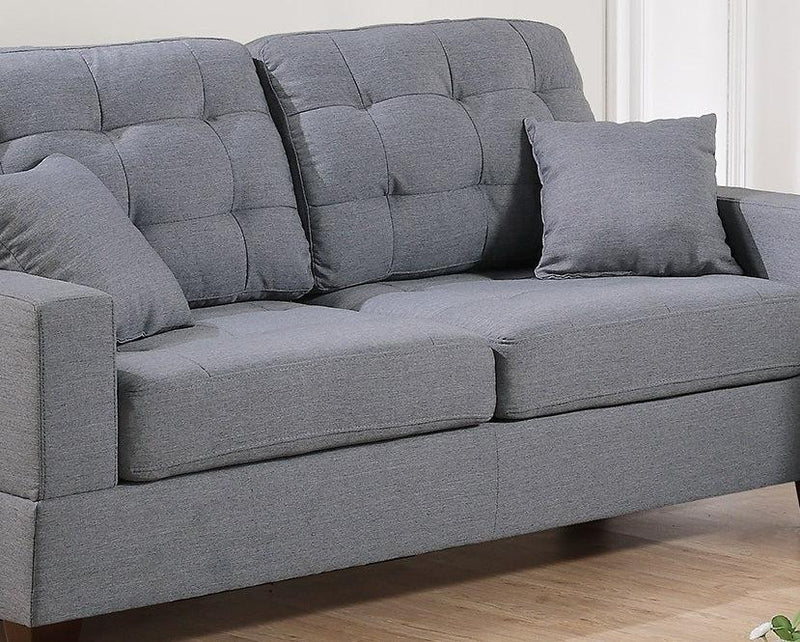 Living Room Furniture 2pc Sofa Set Grey Polyfiber Tufted Sofa Loveseat w Pillows Cushion Couch - Urban Living Furniture (Los Angeles, CA)