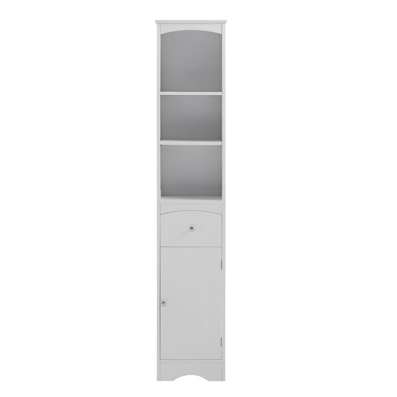 Tall Bathroom Cabinet, FreestandingStorage Cabinet with Drawer, MDF Board, Adjustable Shelf, White - Urban Living Furniture (Los Angeles, CA)