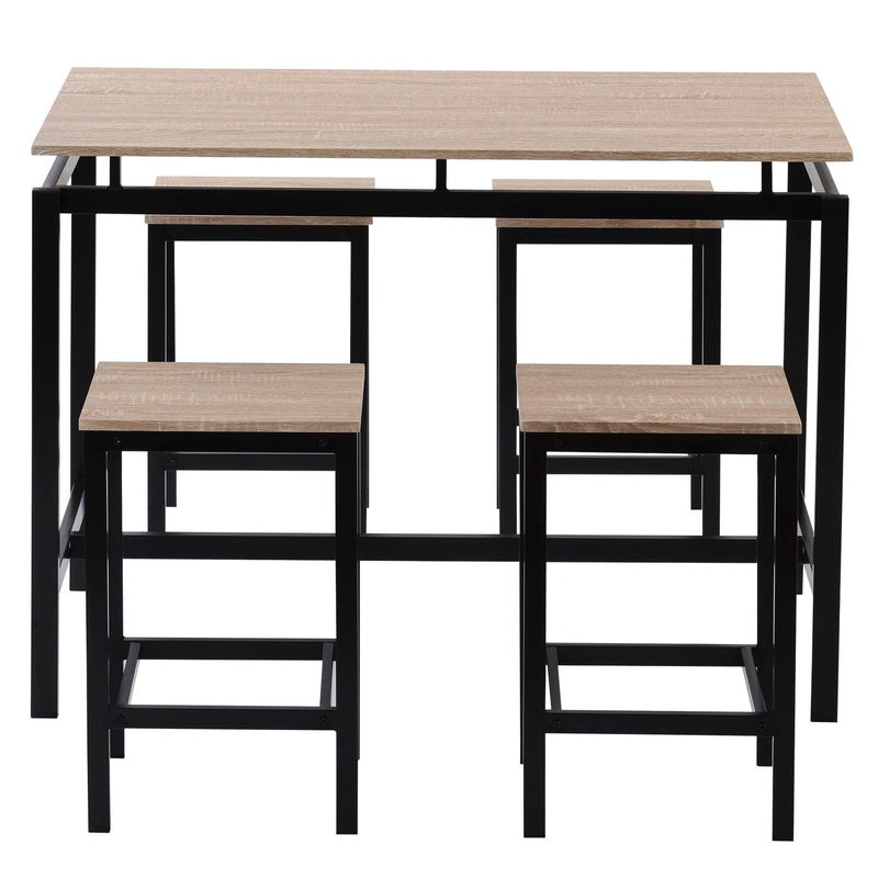 5-Piece Kitchen Counter Height Table Set, Industrial Dining Table with 4 Chairs (Oak) - Urban Living Furniture (Los Angeles, CA)