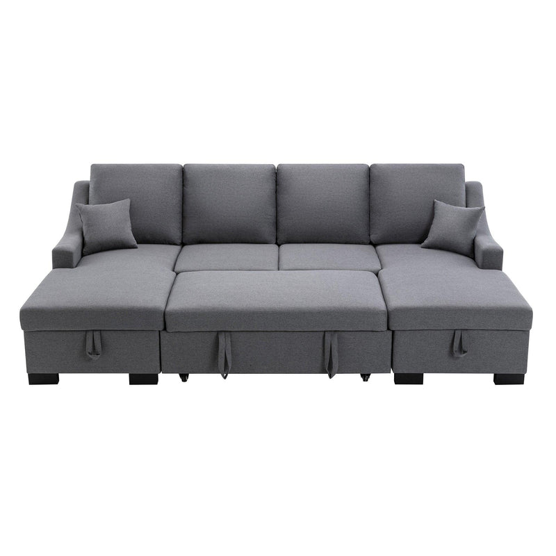 Upholstery Sleeper Sectional Sofa with DoubleStorage Spaces, 2 Tossing Cushions, Grey - Urban Living Furniture (Los Angeles, CA)