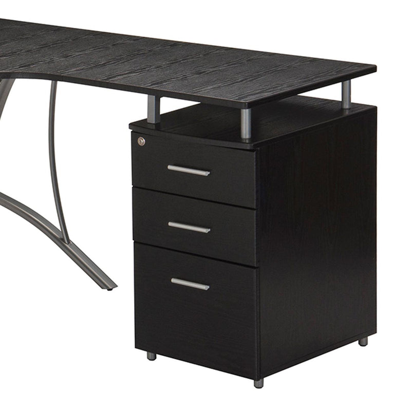 Techni MobiliModern L- Shaped Computer Desk with File Cabinet andStorage, Espresso - Urban Living Furniture (Los Angeles, CA)