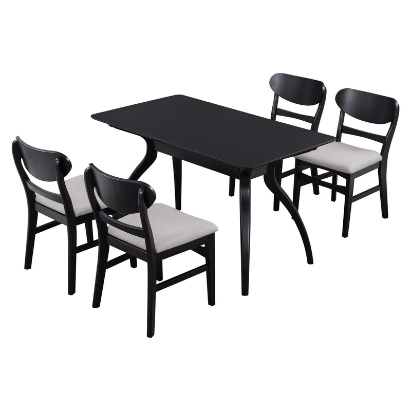 Elegant Rubber Wood Frame Dining Table Set with Special-shape LegsStorage Space MDF Board Tabletop Soft Cushion Chairs (Espresso) - Urban Living Furniture (Los Angeles, CA)