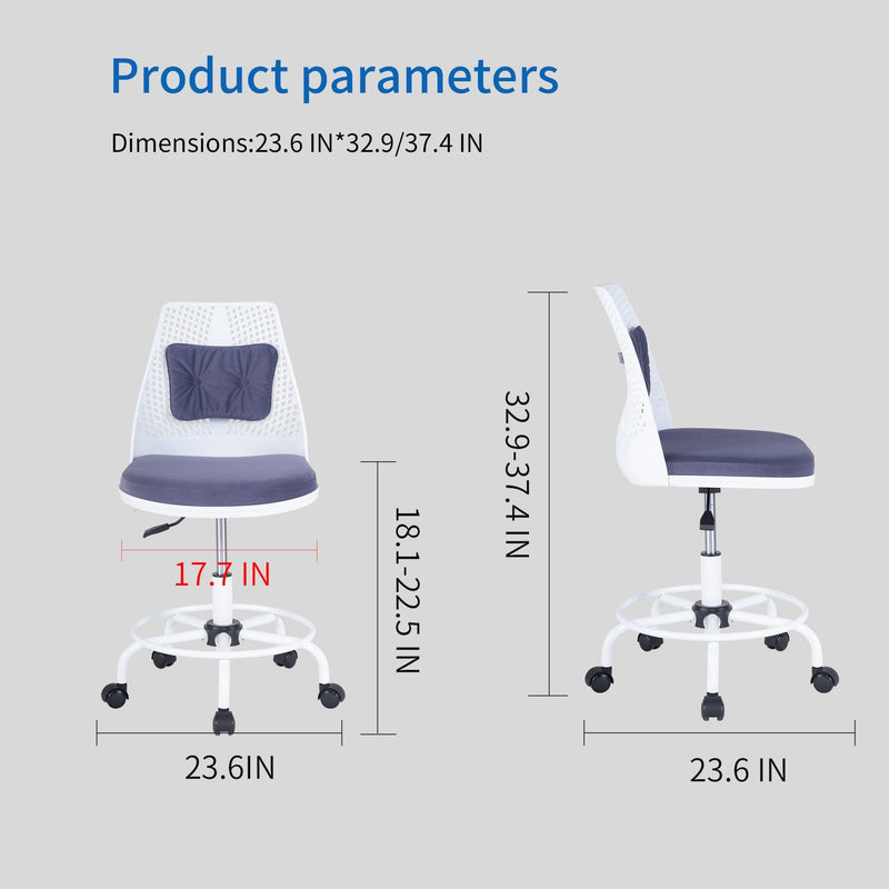 Home Office Desk Chair,Drafting Chair,Height Adjustable Rolling Chair, Armless CuteModern Task Chair for Make Up and Teens Homework,Purple - Urban Living Furniture (Los Angeles, CA)